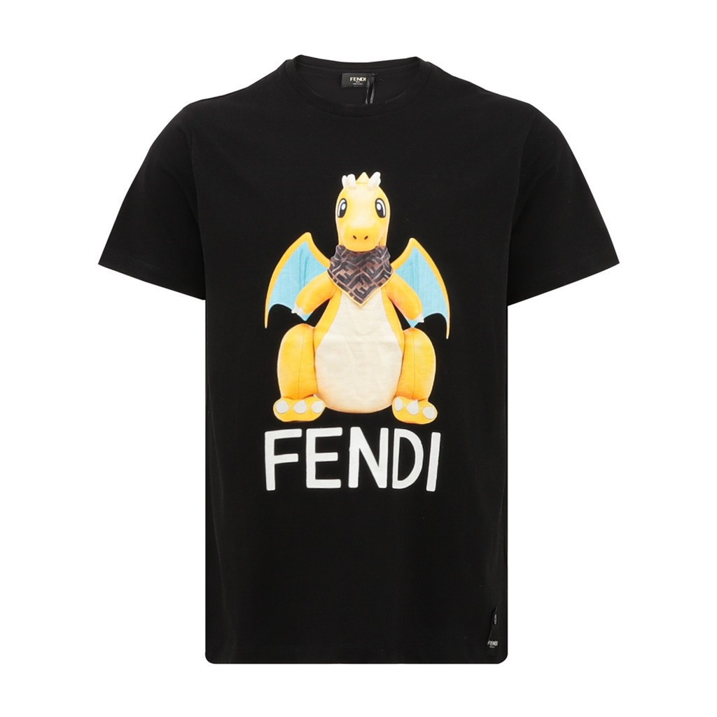 FENDI / FENDI Mùa Hè Phong Cách Mới Áo Thun Ngắn Tay Nam Nữ Cặp Đôi Xu Hướng Mỹ Xoắn Ốc Cao Cấp Quần