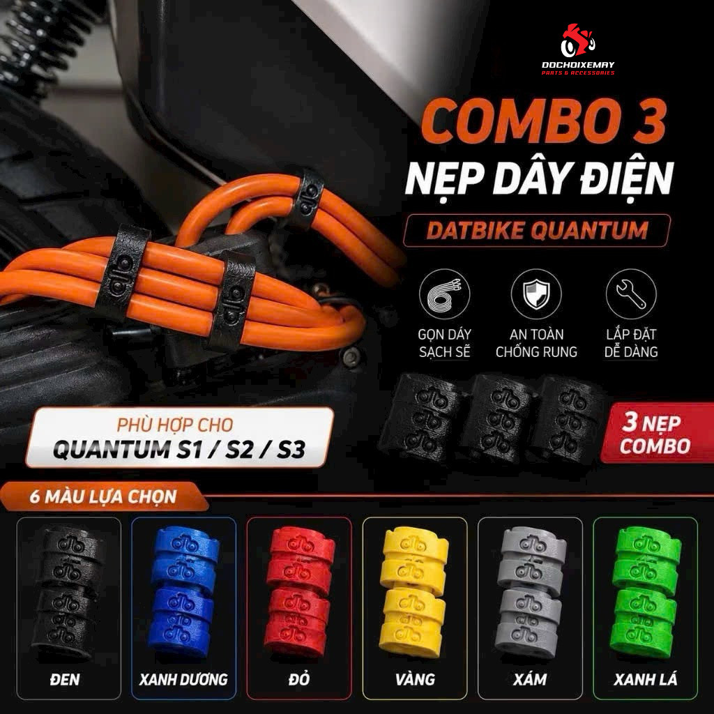 Combo 3 Nẹp Dây Điện Màu Cho DatBike Quantum S1 S2 S3 | Phụ Kiện Trang Trí Xe Điện | Dễ Lắp Đặt, Chố