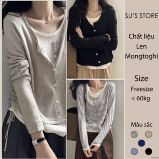 Áo Len Mongtoghi Cổ Phối Màu Cúc Dọc Rút Bên A3137 Susstore Bigsize