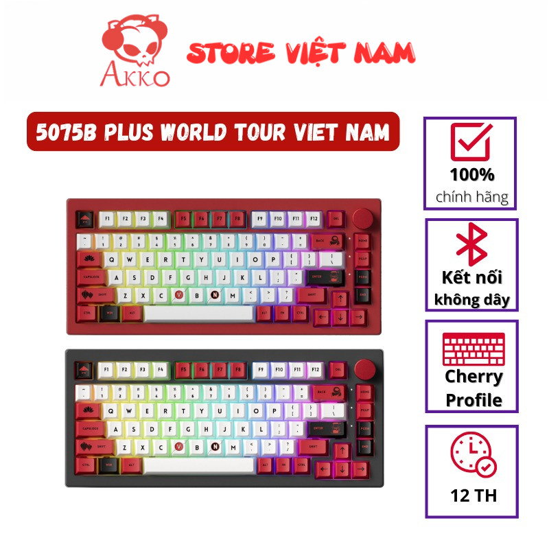 Bàn phím cơ AKKO 5075B Plus Black / Red World Tour Viet Nam