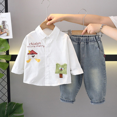 Set Áo Sơ Mi Tay Dài Họa Tiết Ngộ Nghĩnh Quần Jean Bé Trai 1-5 Tuổi MINTSCLOSET Quảng Châu - TD4446