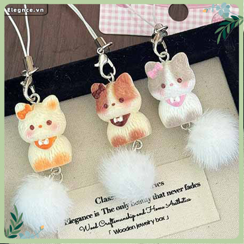 【Elevn】Mặt dây chuyền hình mèo Xiêm 3D hoạt hình dễ thương cho bé gái Dây đeo điện thoại hình trái tim bằng | BigBuy360 - bigbuy360.vn