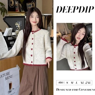  DEEPDIP Áo cardigan len Áo len nữ Áo cardigan nữ Áo len ngắn nữ phong cách mới thời trang mùa đông 