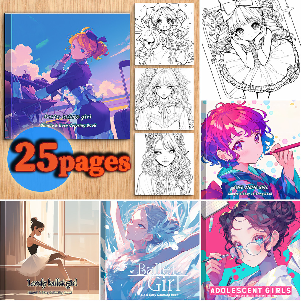 Anime Girl Series Sách vẽ tay | Bộ sưu tập phác thảo ba dòng phong cách lolita x lolita x lolita x l