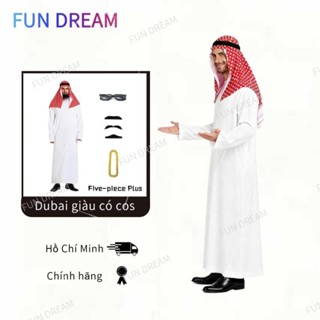 Bộ quần áo hoàng tử Trung Đông thanh lịch, phù hợp cho lễ hội và tiệc tùng, lý tưởng cho cosplay.