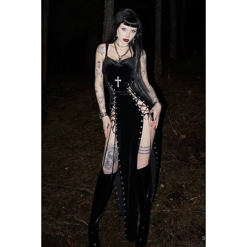 High-Slit Tie Dress for Women, Slimming Waist, Bodycon Long Dress