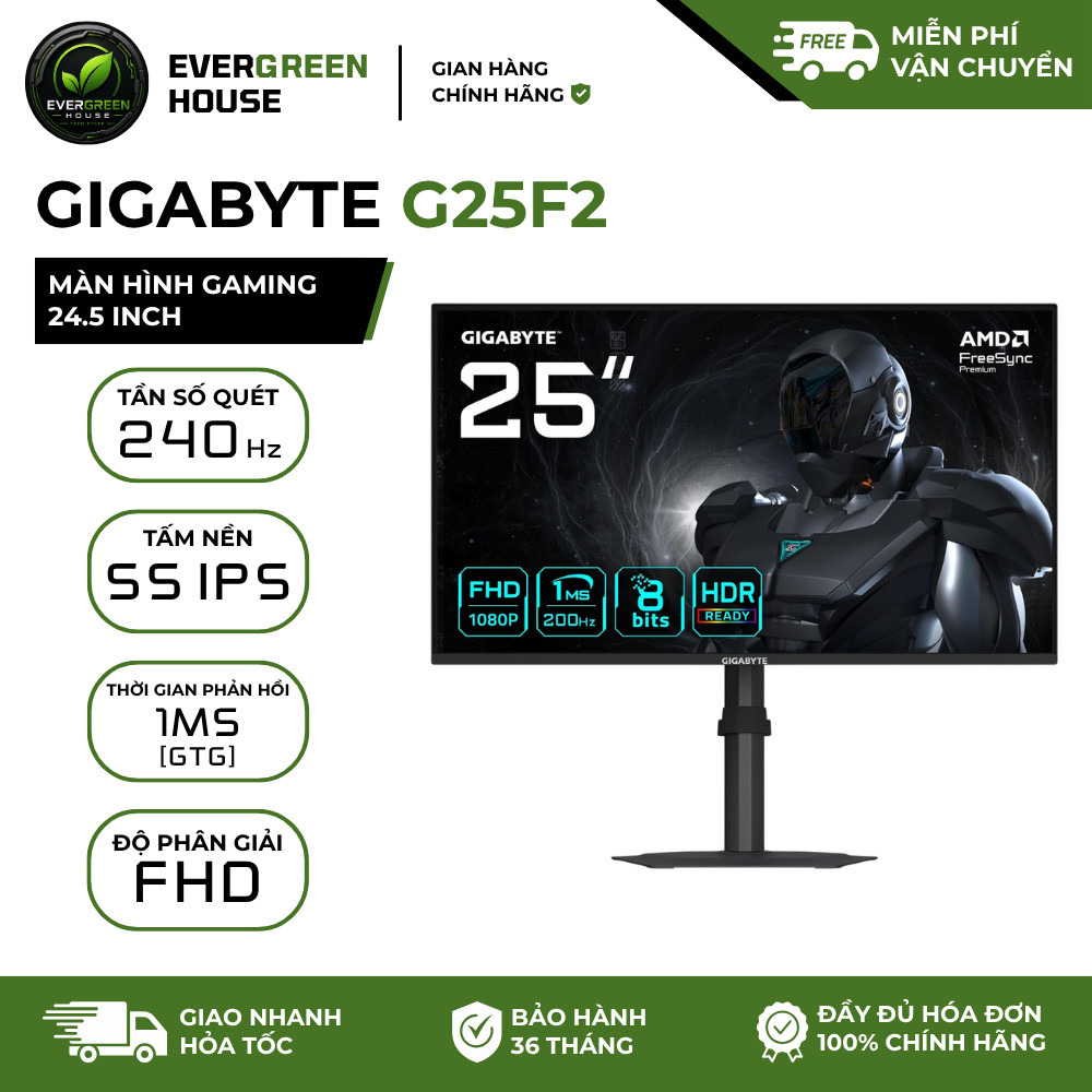 Màn hình LCD Gigabyte 25" G25F2 (Full HD/ IPS/ 200Hz/ 1ms ( GTG )/ Freesync) Esports