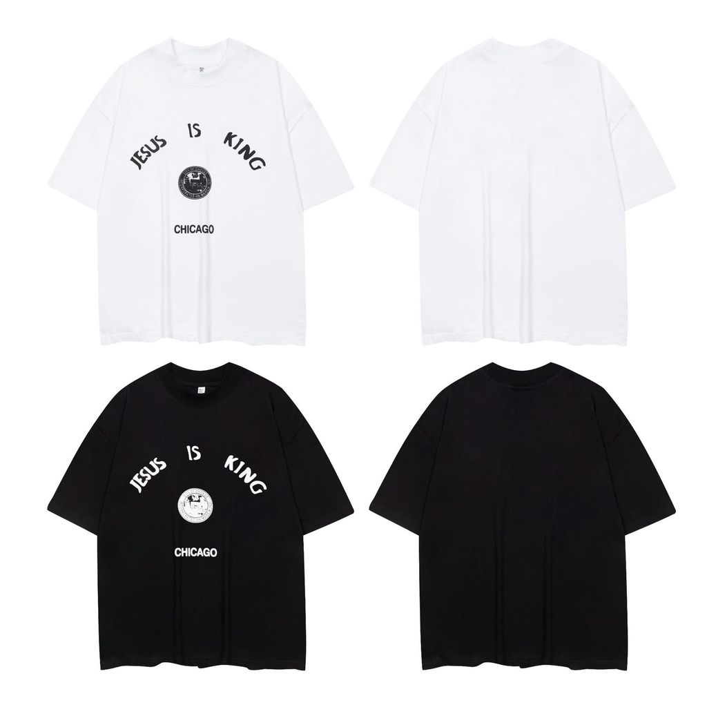 295J KANYE JESUS IS KING City-limited foam letter print unisex loose fit T T-shirt Fashion