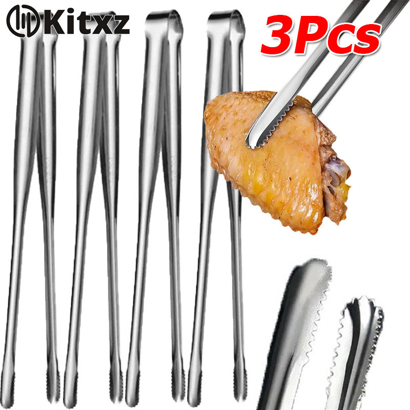 1 / 3 Kẹp thực phẩm răng cưa chống trượt di động bằng thép không gỉ / Kẹp bền bỉ chịu nhiệt đa chức năng