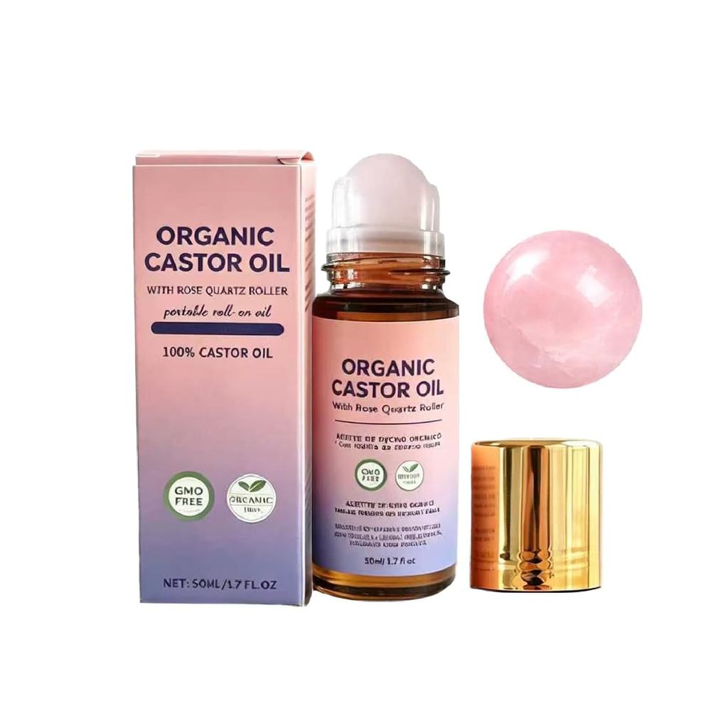 OrganicCastorOilRoseQuartzRollerBall, 100% PureCold-PressedFormulafor & HairCare, Hexane-Free.1.7oz 