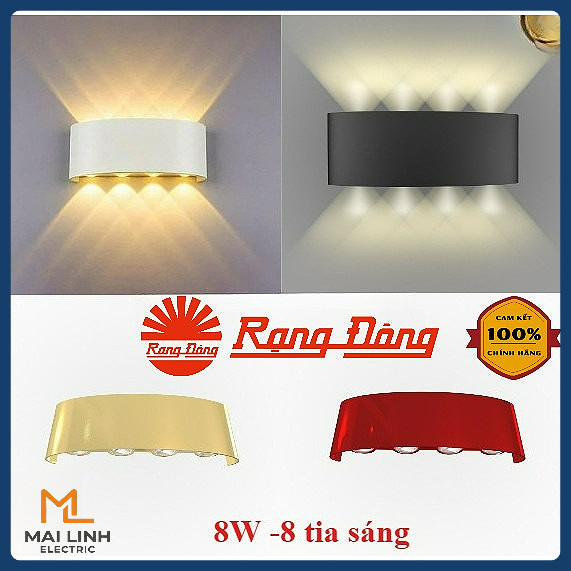 (Rạng Đông) Đèn cầu thang, Đèn Led trang trí gắn tường 8W - 8 tia sáng (Nhôm đúng siêu bền) - Model 