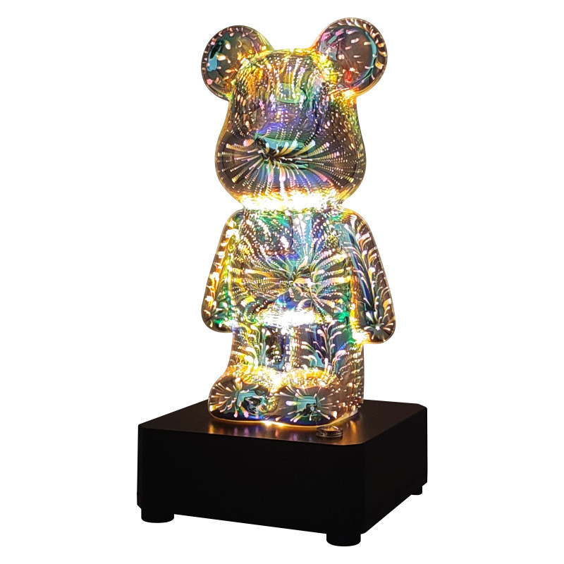 Đèn Pháo Hoa 3D,Đèn Ngủ Pháo Hoa Bearbrick,Đèn Decor Phòng Ngủ 8 Màu,Quà Tặng,Quà Lưu Niệm Đèn