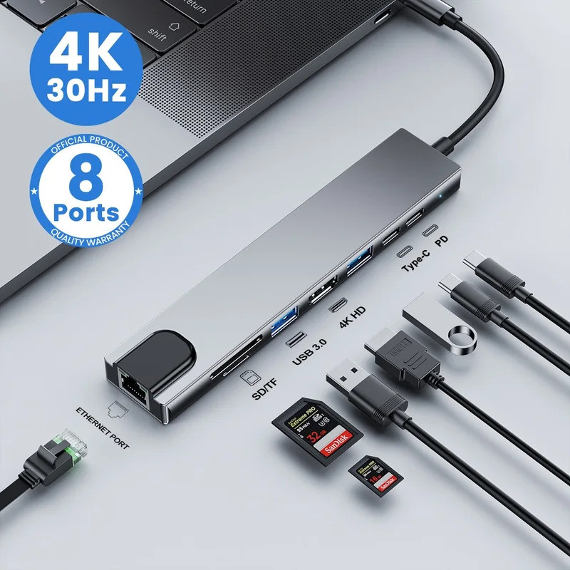 USB C HUB Loại C Splitter Thunderbolt 3 Docking Station Bộ chuyển đổi máy tính xách tay có cho Macbo