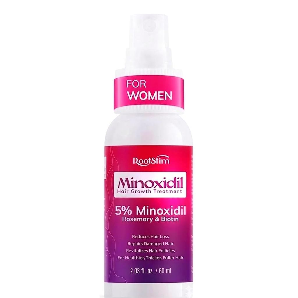 Xịt Minoxidil 5% dành cho nữ để mọc tóc: RootStim Extra Strength Minoxidil với hương thảo & Biotin đ