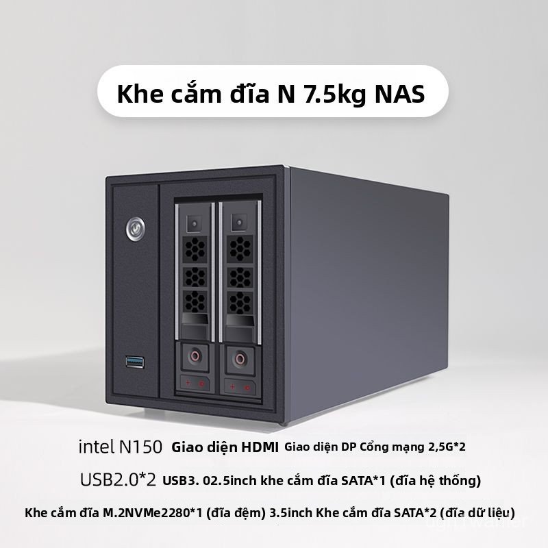 Ổ cứng mạng NAS N150 2 khay lưu trữ đám mây cá nhân FnOS mở rộng bộ nhớ điện thoại sao lưu album ảnh