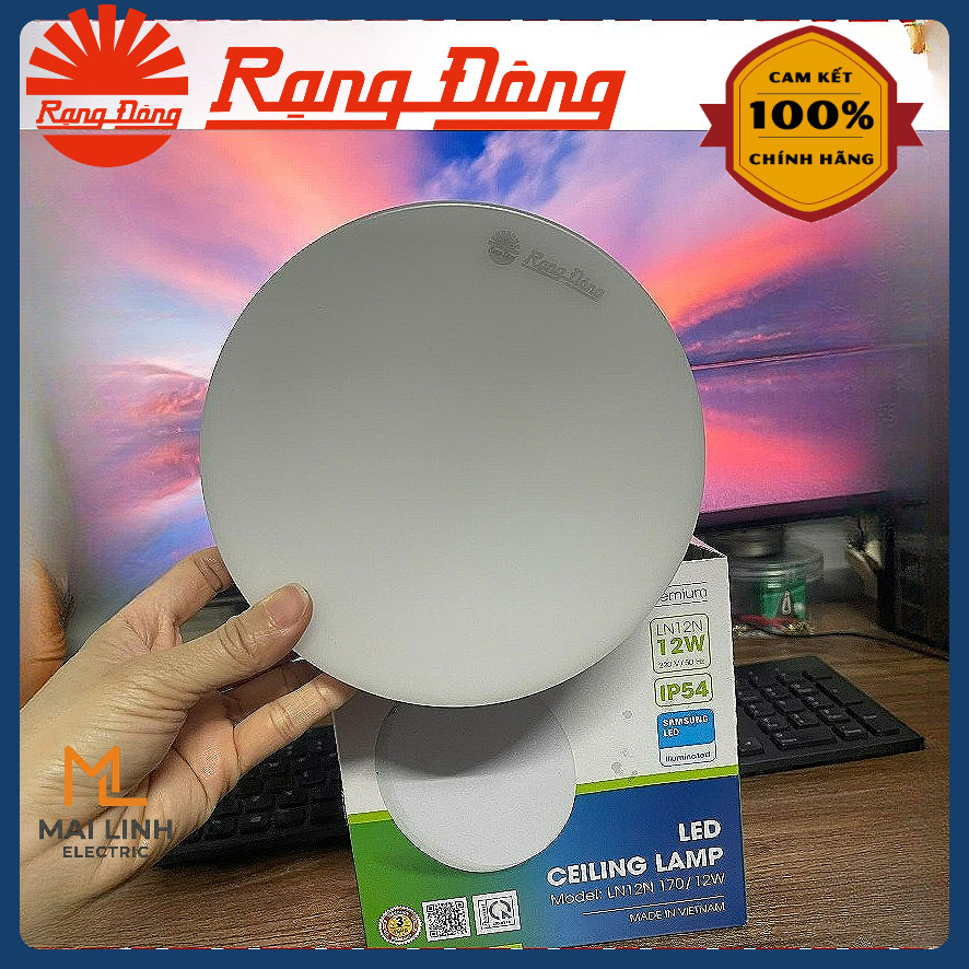 (Rạng Đông) Đèn LED ốp trần Tròn (Đế Nhựa) 12W - Đường kính 170mm - Ánh sáng trắng -Model  LN12N
