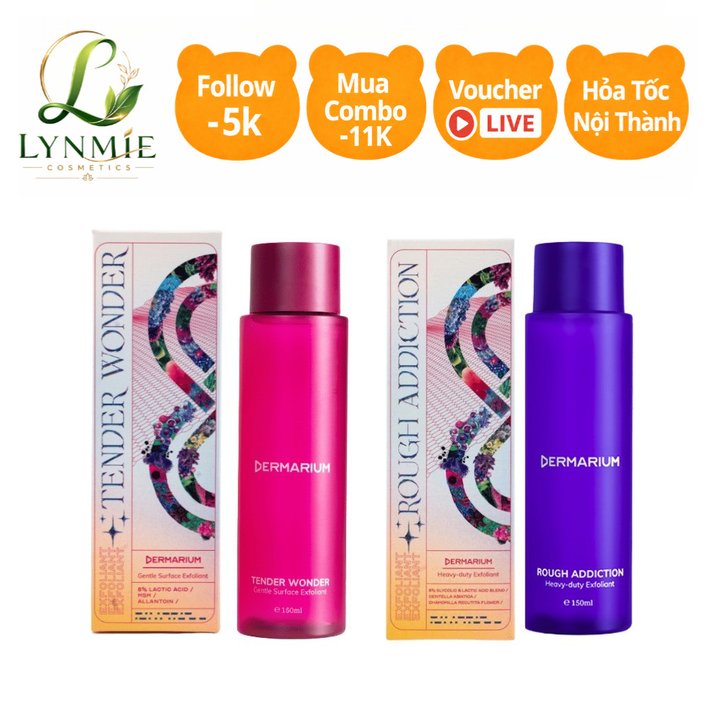 Tẩy Tế Bào Chết AHA Dermarium Tender Wonder, Rough Addiction giảm thâm, làm sáng da 55ml 150ml