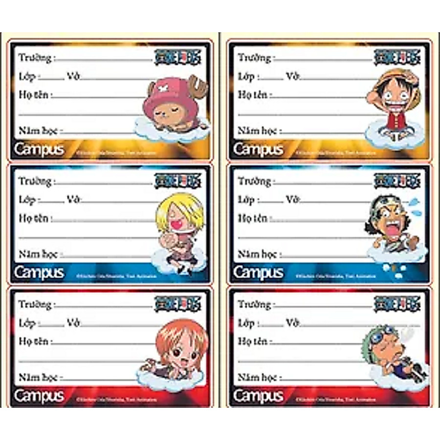 Nhãn vở Campus hình doraemon dễ thương, nhãn vở campus one piece chính hãng giá rẻ
