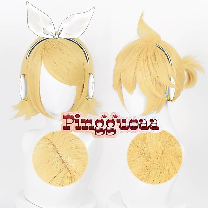 Vocaloid Kagamine Rin/Kagamine Len Cosplay Wig 30cm Short Gold Yellow Heat Resistant Synthetic Hair