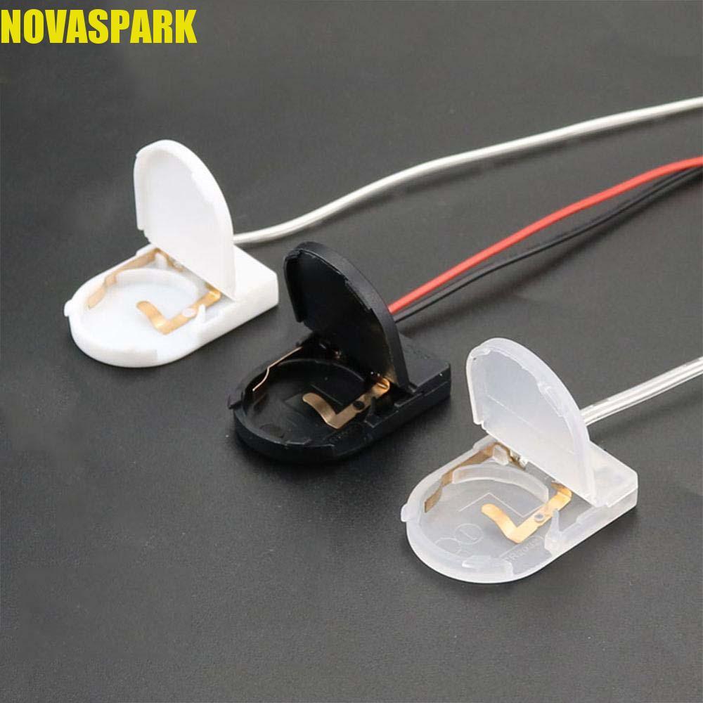 NOVASPARK Nút Pin Đen Trắng Trong Suốt 3V Flip Cover CR2032 Pin Coin Cell Pin