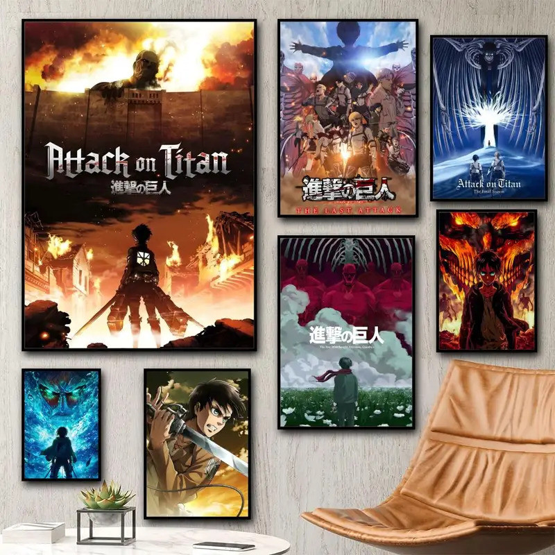 Attack on Titan Eren Jeager Tranh Thư Pháp Canvas Poster: Không Nhăn Chống Thấm Nước Bền Đẹp Tất Cả 