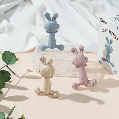 [ĐÃ KIỂM NGHIỆM] [TẶNG HỘP] Đồ Chơi Gặm Nướu thỏ tai nghe Silicon Organic Mềm, An Toàn Cho Bé