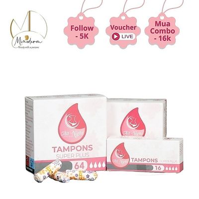 Băng vệ sinh Tampon BEABIAI All Night 100% cotton, thấm hút tức thì sử dụng đươc cả khi bơi 16c,64c