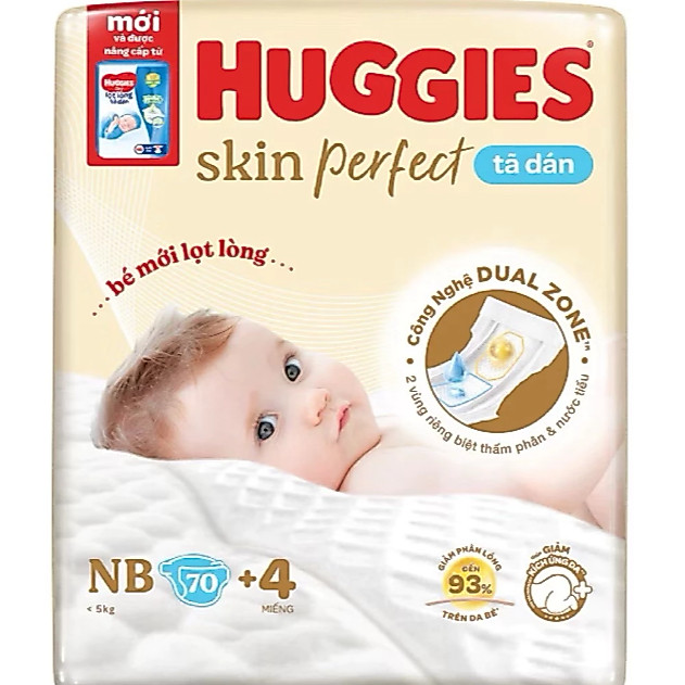 (QUÀ TẶNG KHÔNG BÁN) Huggies Skinperfect NB70+4