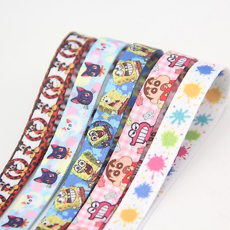 ✨Cửa hàng được đề xuất✨10mm Hai Mặt In SpongeBob SquarePants Maruko Handmade DIY Móc Khóa Dây Webbin