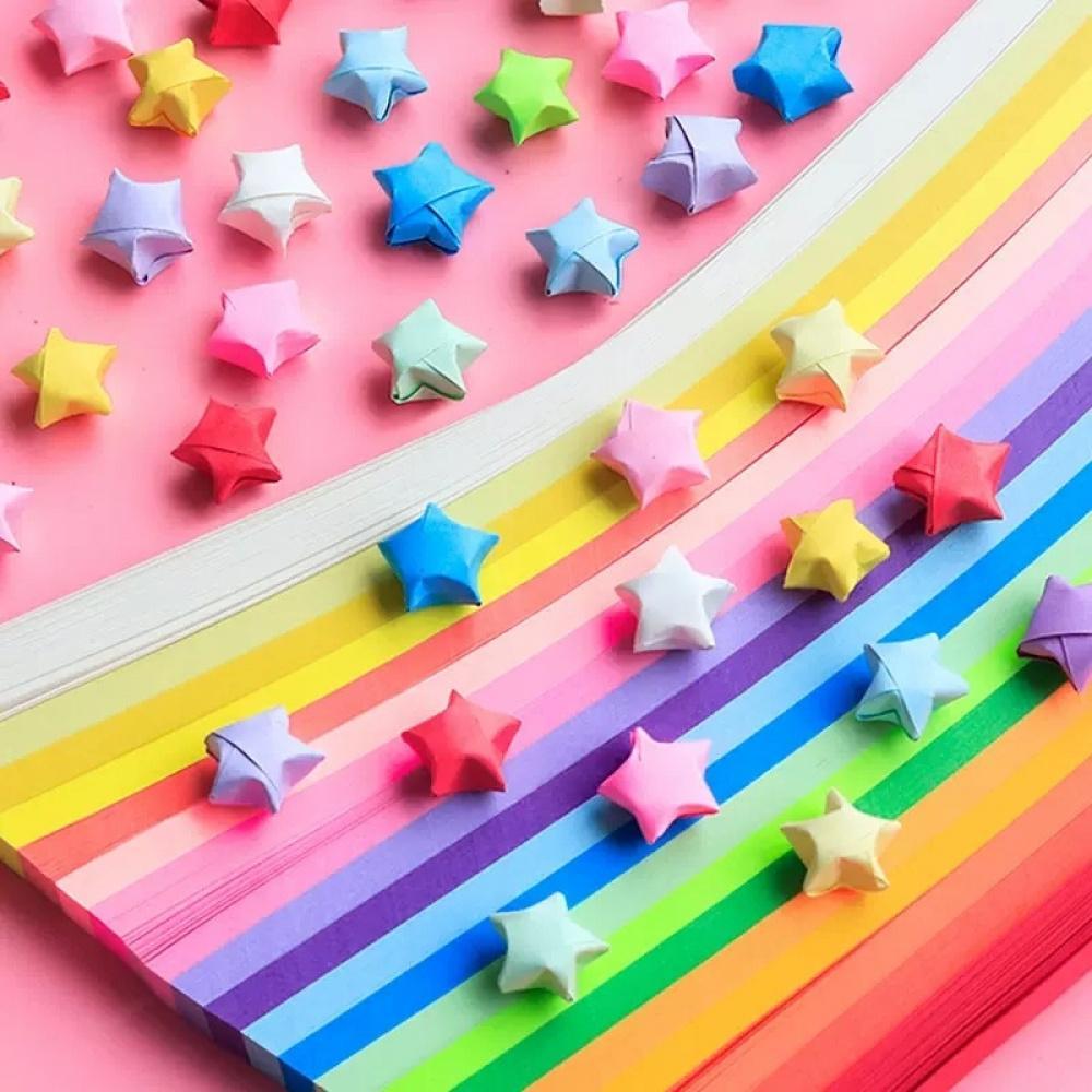 Ngôi sao màu Gradient Origami, Dải Origami ngôi sao phát sáng, Origami ngôi sao gấp, Origami màu thủ