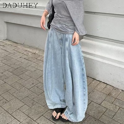 DaDuHey New American Style Ins High Street Hip Hop Jeans Niche High Waist Loose Wide Leg Pants plus Size Trousers