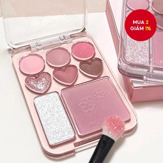 Bột phấn mắt trái tim 8 màu - Matte, phấn má hồng, phấn highlight, nâu hồng caramel, chống nước, chống mồ hôi, unisex.