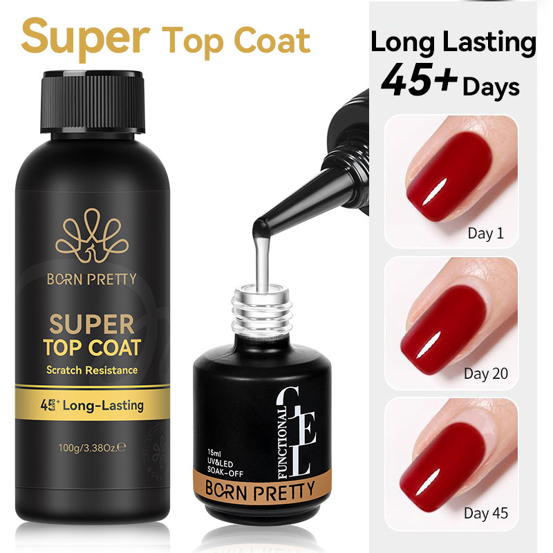 BORN PRETTY 100g Super Top Coat Base Gel Không Lau Top Coat Bóng Lâu Dài Top Coat Gel Chức Năng Làm Móng Tay Đồ Dùng Làm Móng Tay