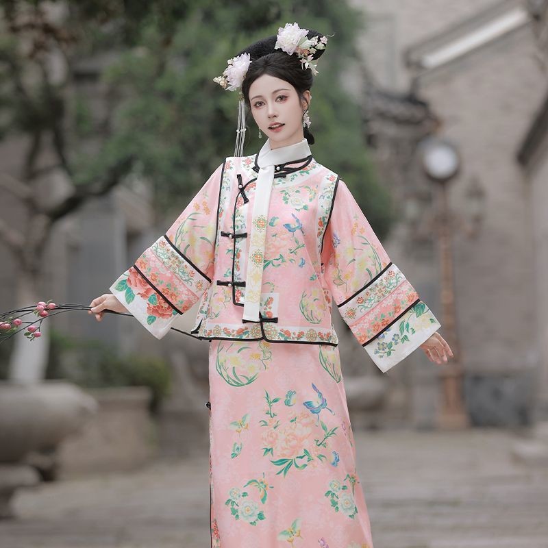 Nhà Thanh Cổ Trang Phục Full Họ Cờ Rô Trang Phục Cung Điện Nữ Concubine Trang Phục