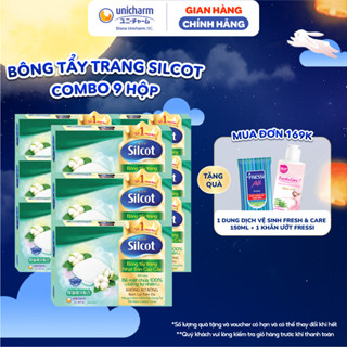 Combo 9 hộp bông tẩy trang Silcot Premium 66 miếng/hộp