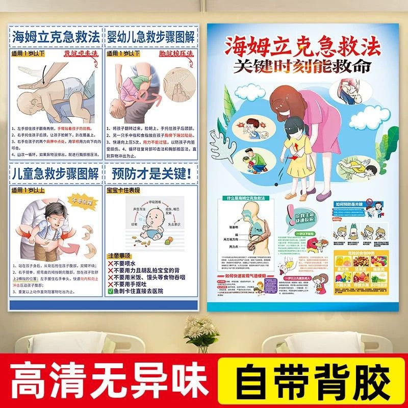 Nhãn dán tường sơ cứu Heimlich Tủ lạnh tự dínhhenmeiguan1my