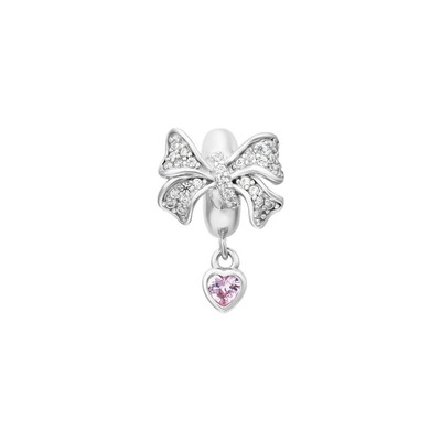 Hạt Charm Bạc đính đá PNJSilver chiếc nơ xinh ZTXMW060032