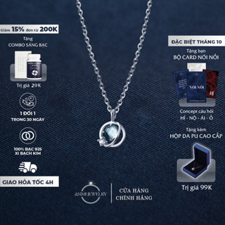 Dây chuyền bạc đính đá Ocean đơn giản Asimi, dây chuyền nữ đính đá thanh lịch Ocean Line DC05