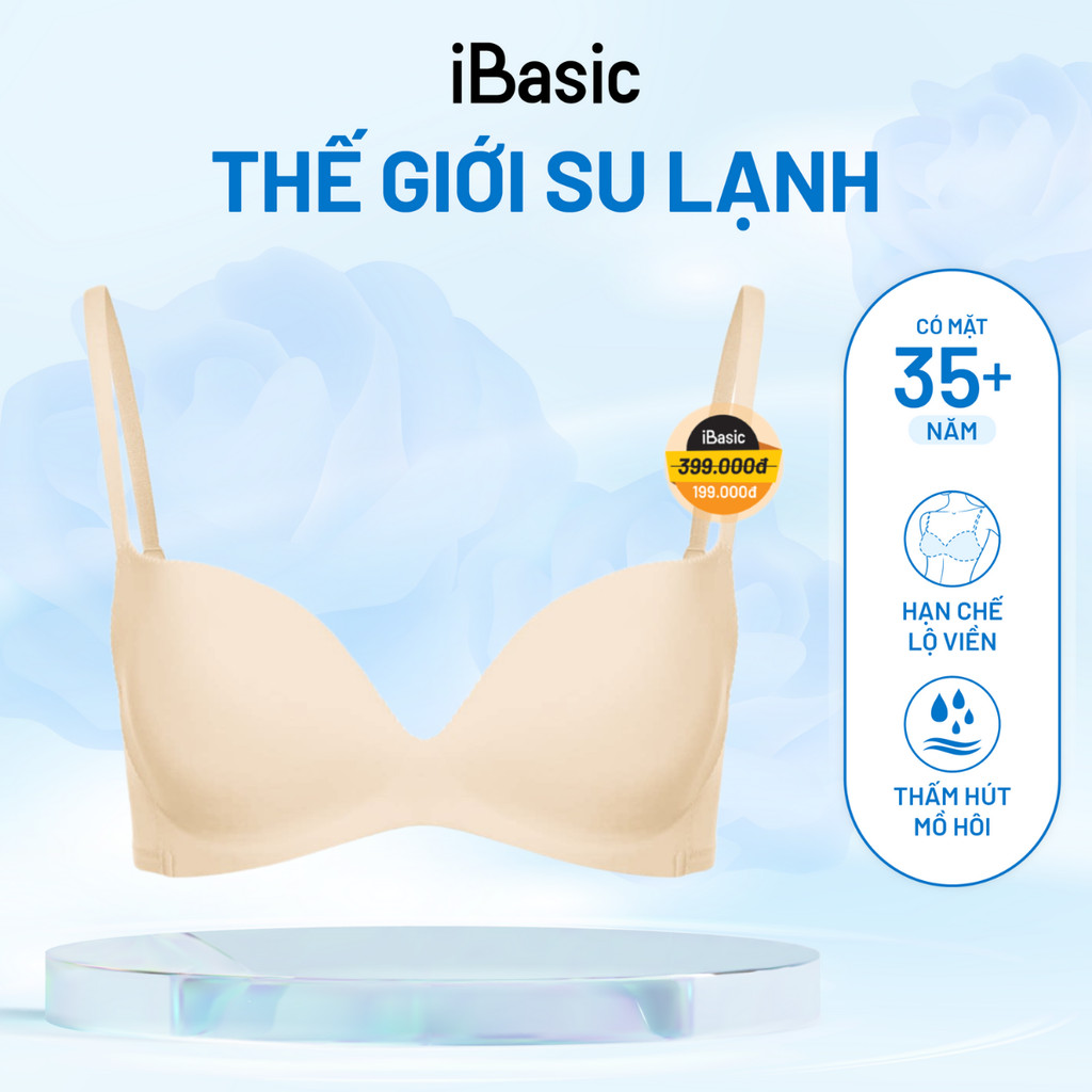 [MUA 3 TẶNG 1 QUẦN SU] Áo ngực su mút vừa iBasic không đường may lazercut BRAW033