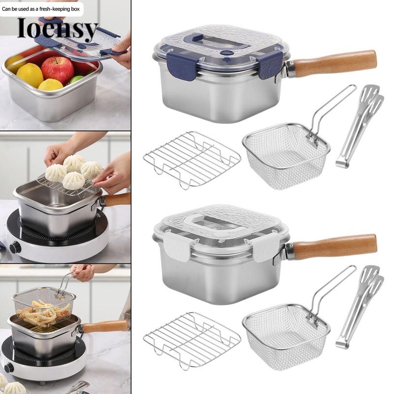 Nồi Chiên Sâu Làm Nồi Vuông, Chảo Chiên, Nồi Hấp Và Pasta, Bộ Di Động Làm Bằng Thép Không Gỉ Có Giỏ Và Chèn Để Nấu Ăn Tại Nhà