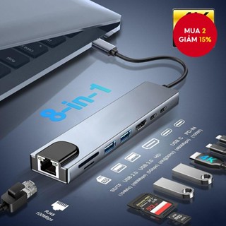 Cổng USB HUB HDMI TF Đầu Đọc Thẻ SD Bộ Chia Cho Macbook PC PD Sạc 8 Cổng Dock