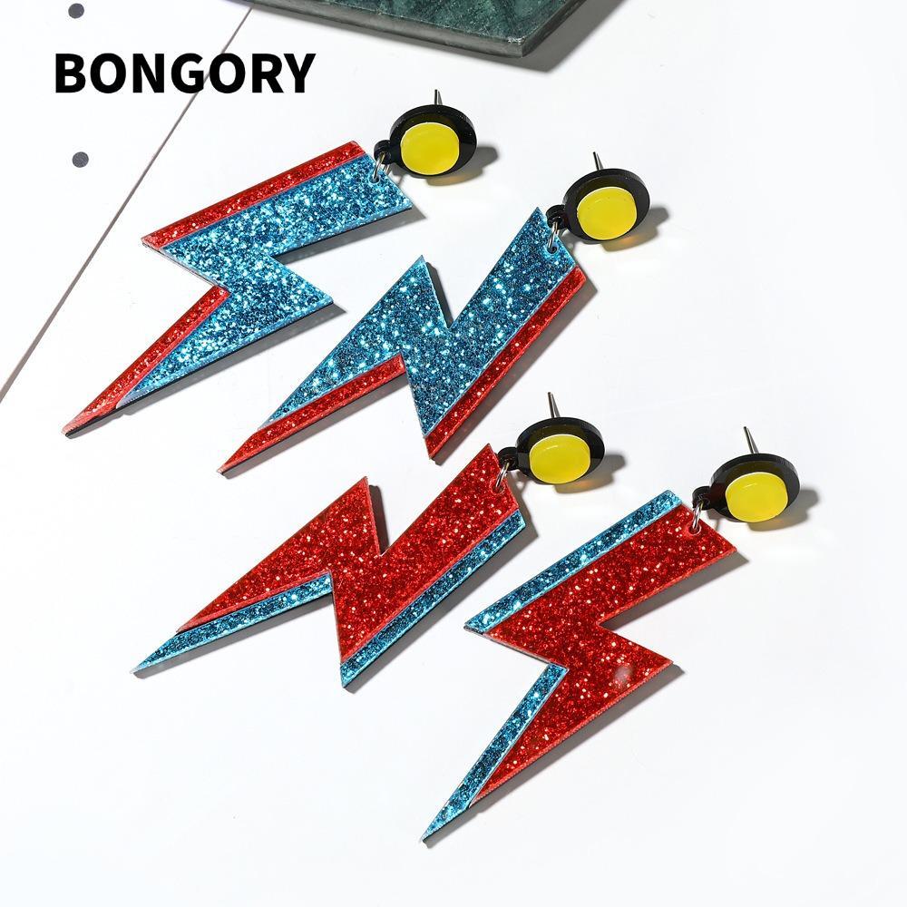 Phụ kiện bông tai BONGORY Punk, Bông tai mặt dây chuyền Lightning Acrylic phóng đại, Mặt dây chuyền 