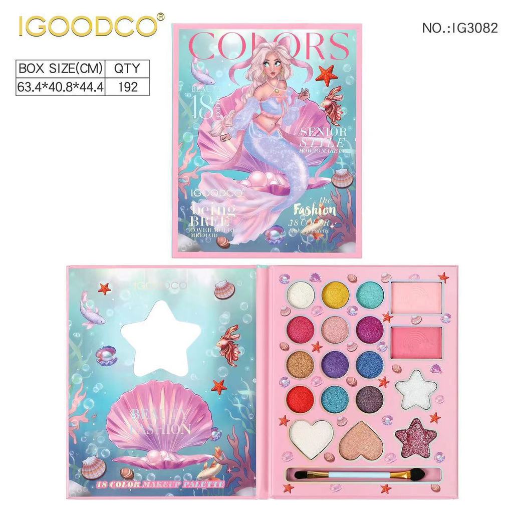 IGOO18 Bảng Phấn Mắt Màu Matte Pearlescent Giấy Mỹ Phẩm Hoạt Hình Mờ Xuyên Biên Giới
