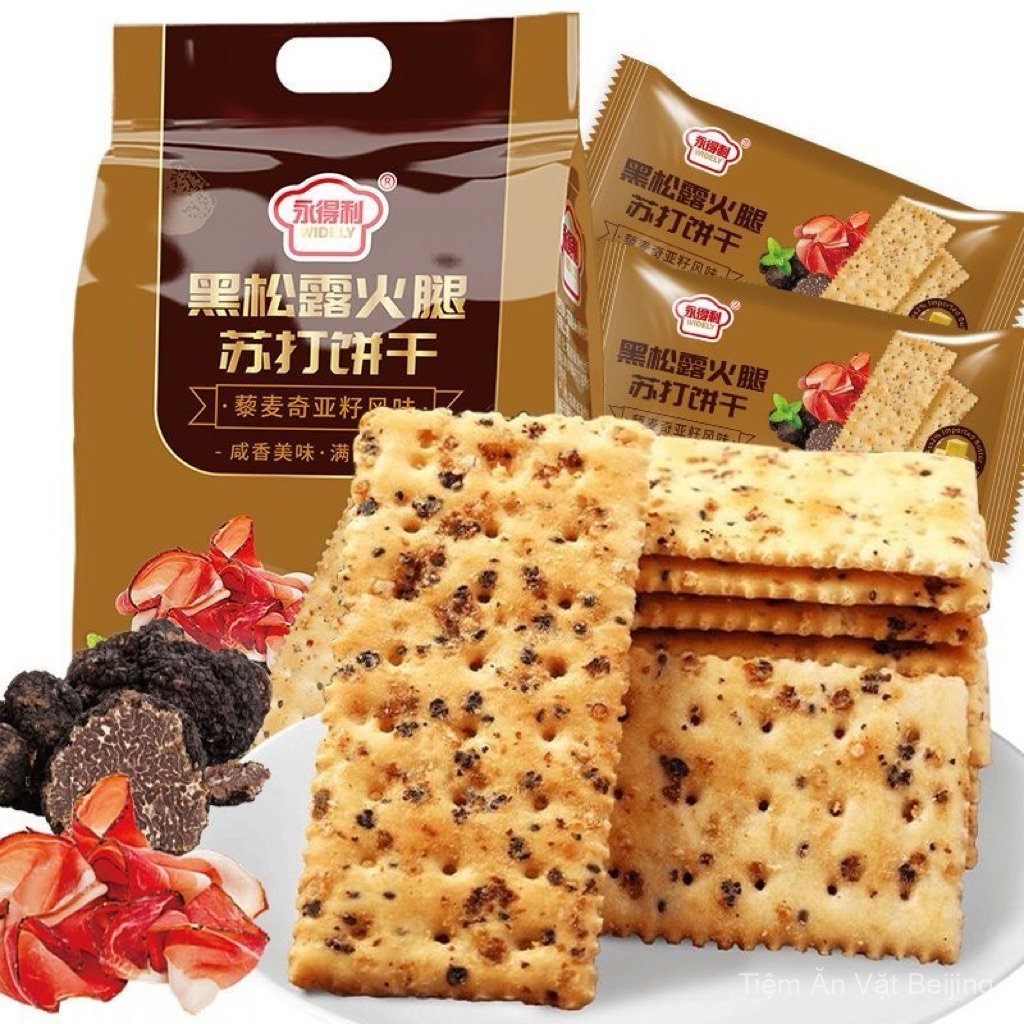 Bánh Quy Soda Truffle & Jambon – Bánh Crackers Hạt Chia Yến Mạch Diêm Mạch Ăn Vặt Healthy