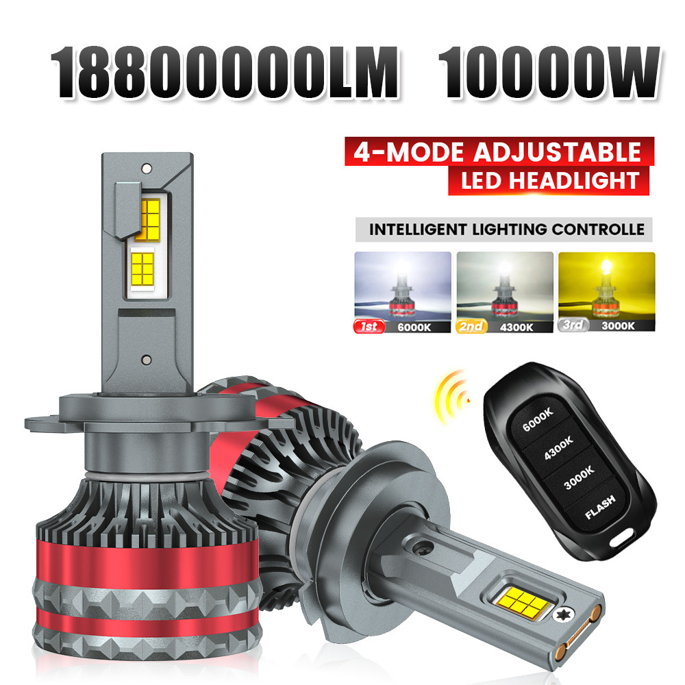 Đèn pha LED H4 H7 H11 H1 H8 H9 HB3 9005 9006 CANbus có điều khiển từ xa Bóng đèn LED Tri Color 6500K