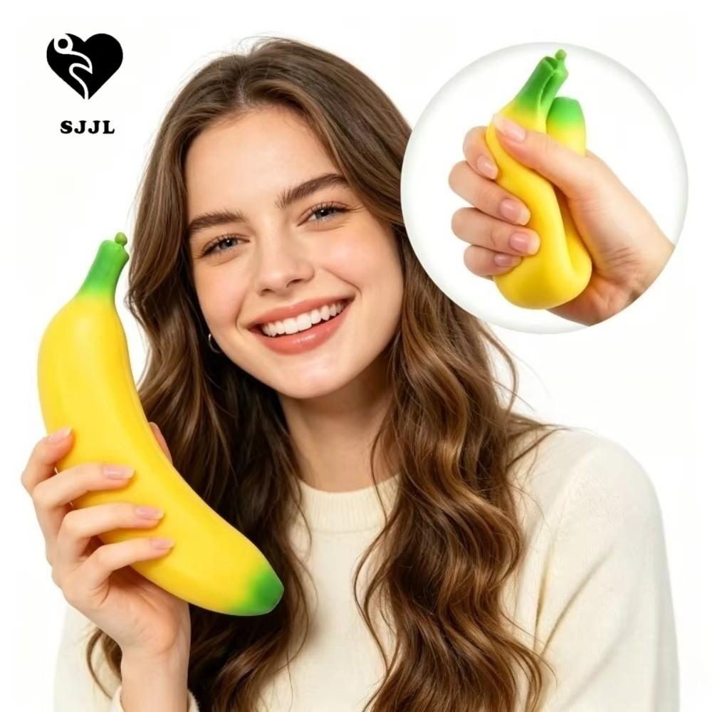SJJL Đồ chơi chuối phục hồi chậm, Chuối mềm hình quả chuối mềm, Máy ép mô phỏng dễ thương Chuối tăng