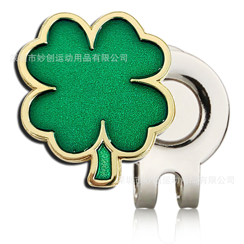 Golf Mark Golf Cap Clip Gold Edge Bốn lá Clover Mark Green Ball Mark Phụ kiện