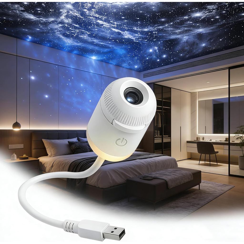 2-in-1 Galaxy Projector Night Light,2-in-1 USB Night Light +Galaxy Projector with 12 Sliding Project