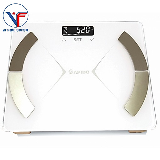 Cân Sức Khỏe Rapido RSF02-S - Phân Tích Chỉ Số Cơ Thể, Kích Thước 30x26cm, Màu Trắng