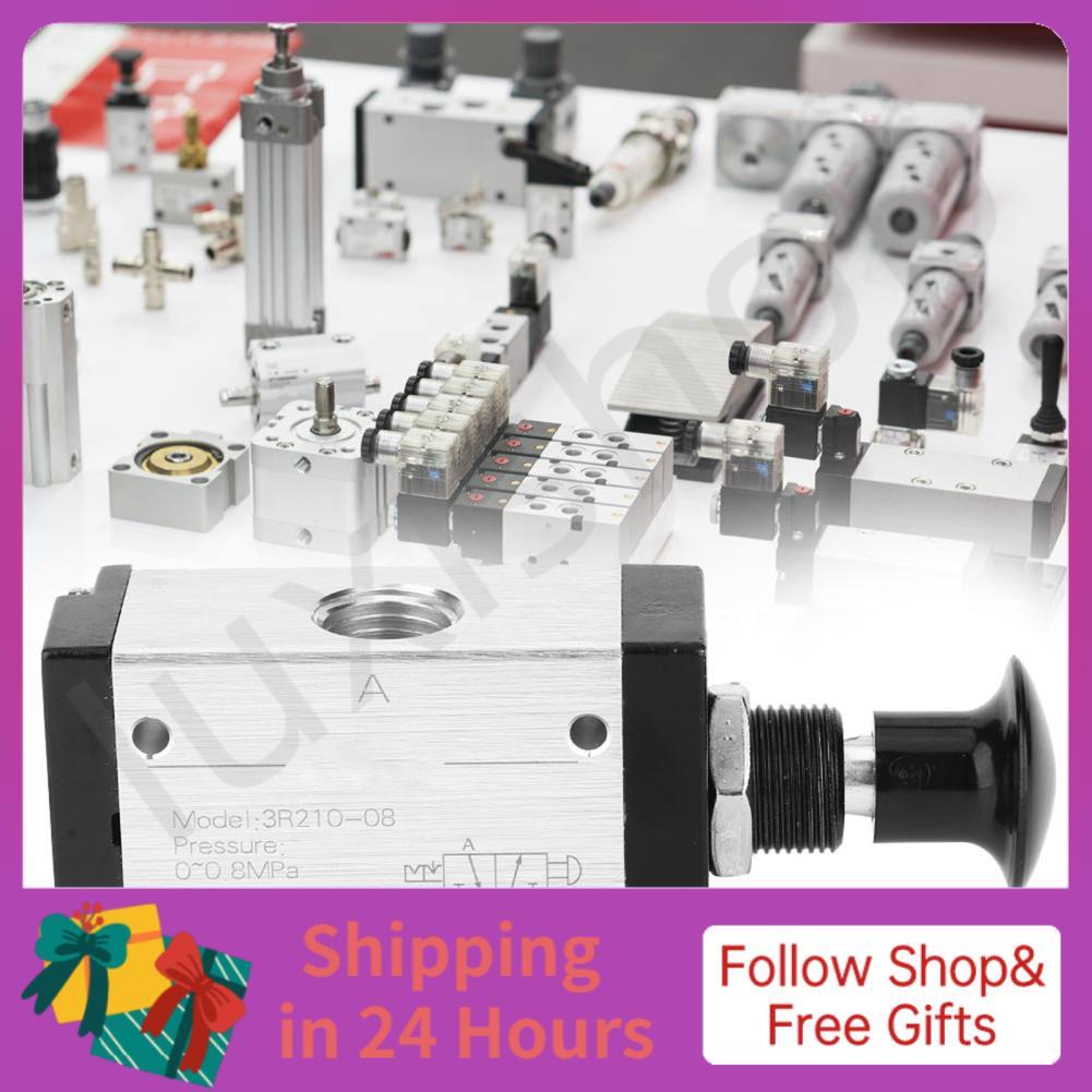 Iuxishop 3R210 08 Cần gạt tay vận hành Van điện từ khí nén 3 chiều 2 vị trí có núm vặn Thân hợp kim 